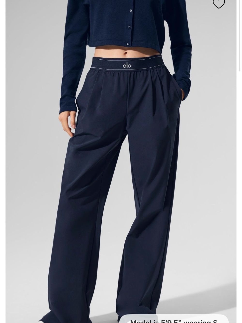 ALO Yoga suit up trousers | Navy Wide Leg Lounge Pants | M